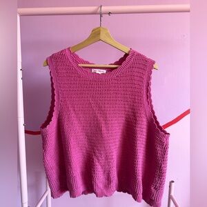 Joe Fresh Pink Crochet Knit Sleeveless Vest